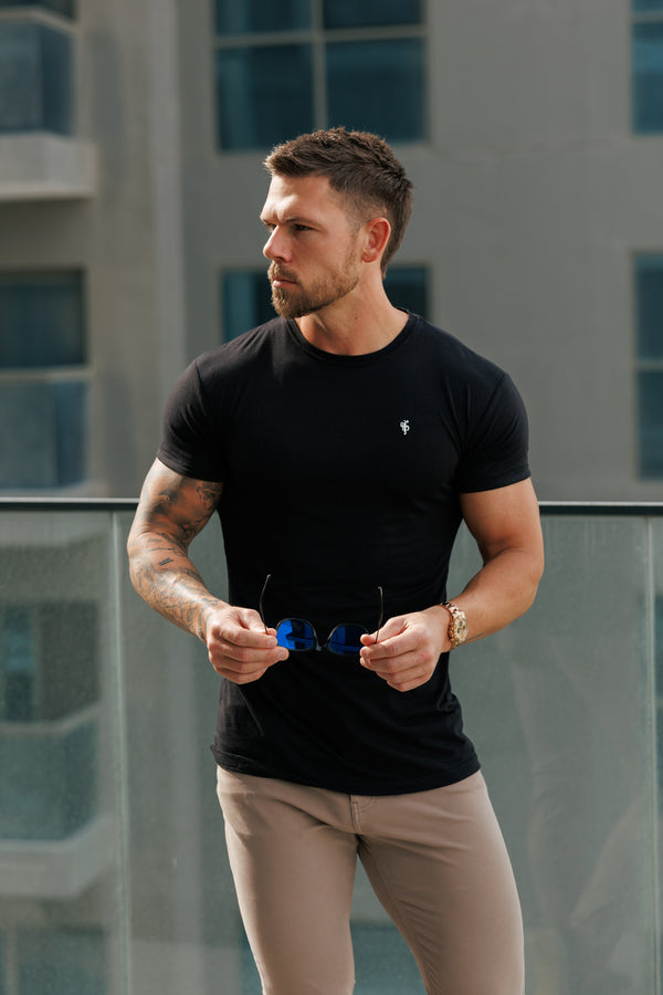 Father Sons Black / Silver Bamboo Crew T Shirt - FSH1210