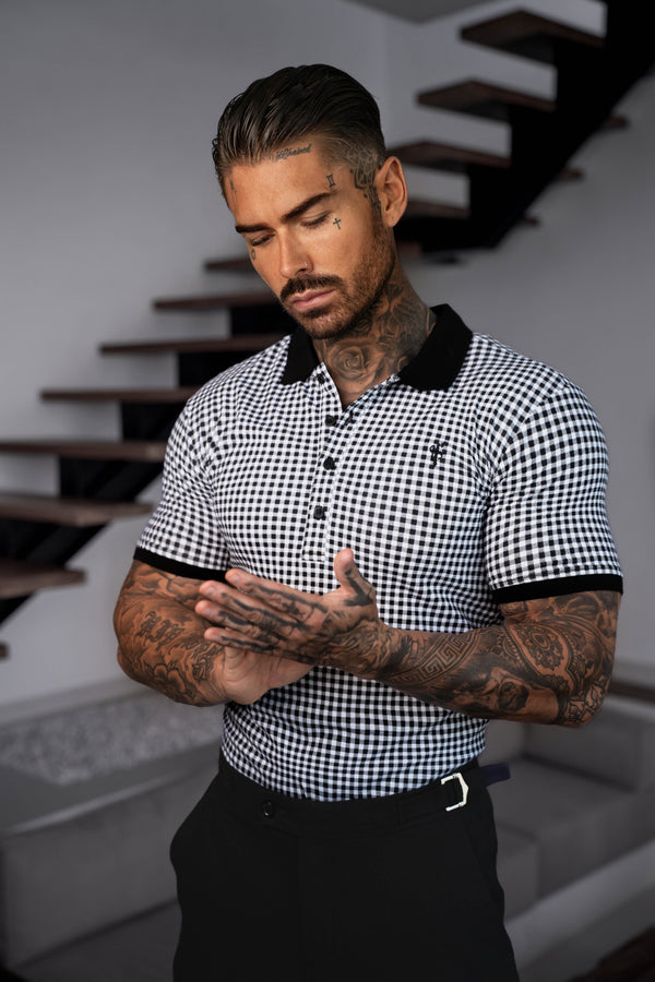 Father Sons Black / White Printed Check Polo Shirt - FSH1260