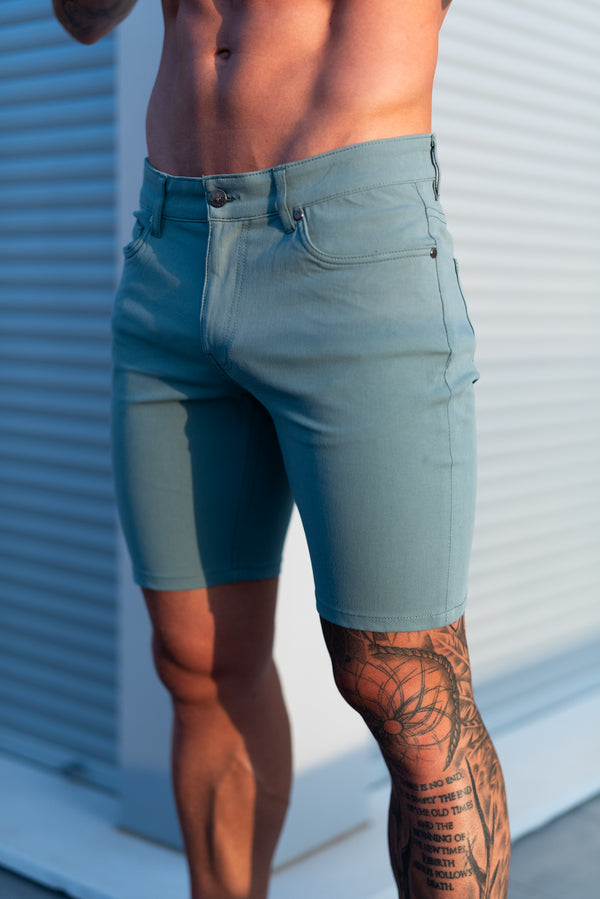 Father Sons Ultra Stretch Green Denim Shorts - FSJS003