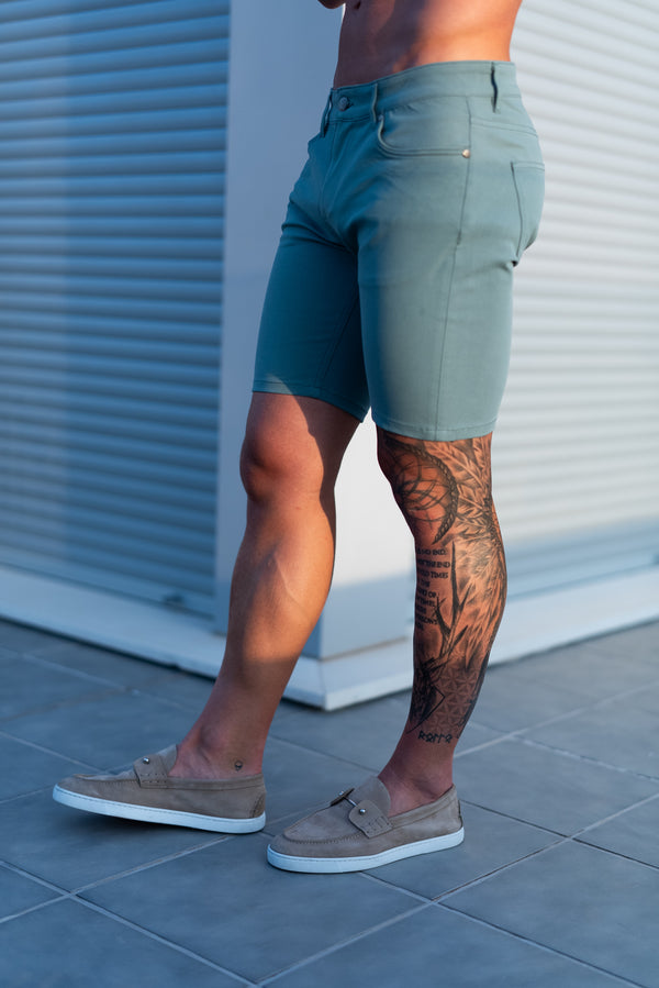 Father Sons Ultra Stretch Green Denim Shorts - FSJS003