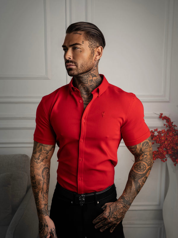 FS Super Slim SS Postbox Red Scuba with Button Down Collar - FS1189