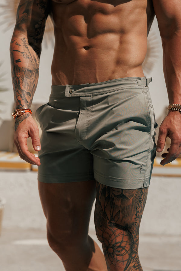 Father Sons Army Green / Silver Swim Shorts - FSN225