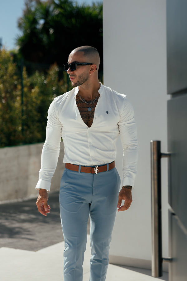 Father Sons Slim Formal Airforce Blue Stretch Trousers - FST025