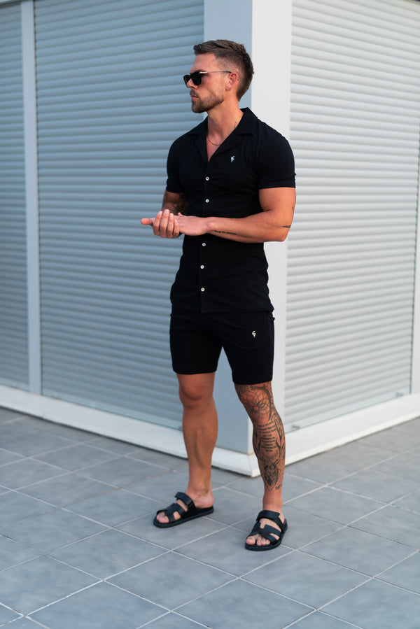 Father Sons Black Pique Shorts - FSH1359
