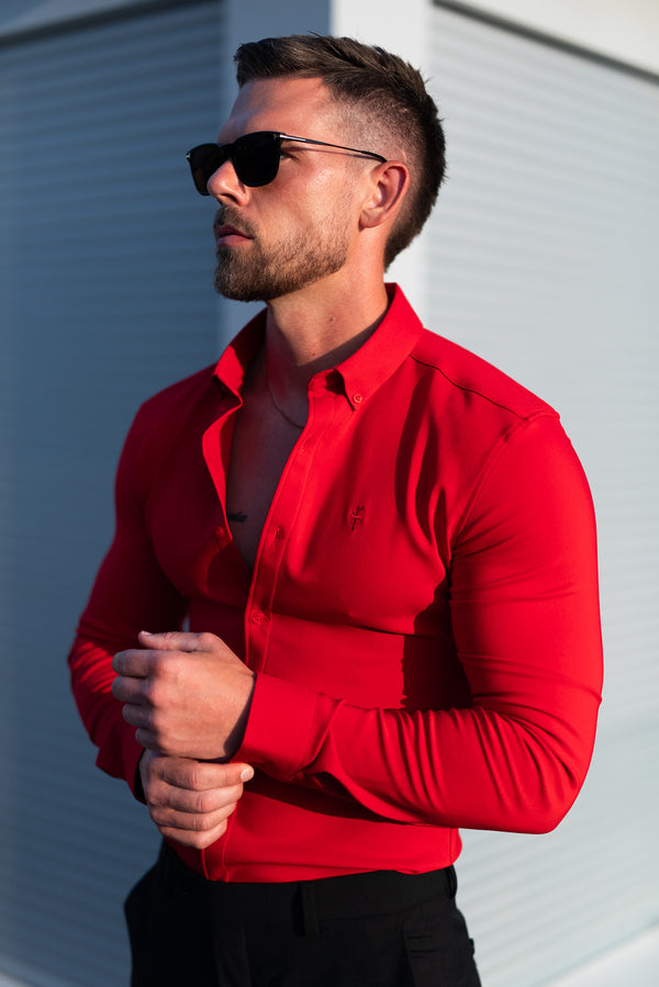 FS Super Slim LS Postbox Red Scuba with Button Down Collar - FS1186