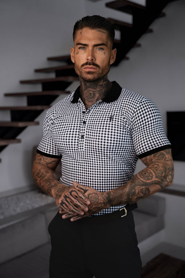Father Sons Black / White Printed Check Polo Shirt - FSH1260