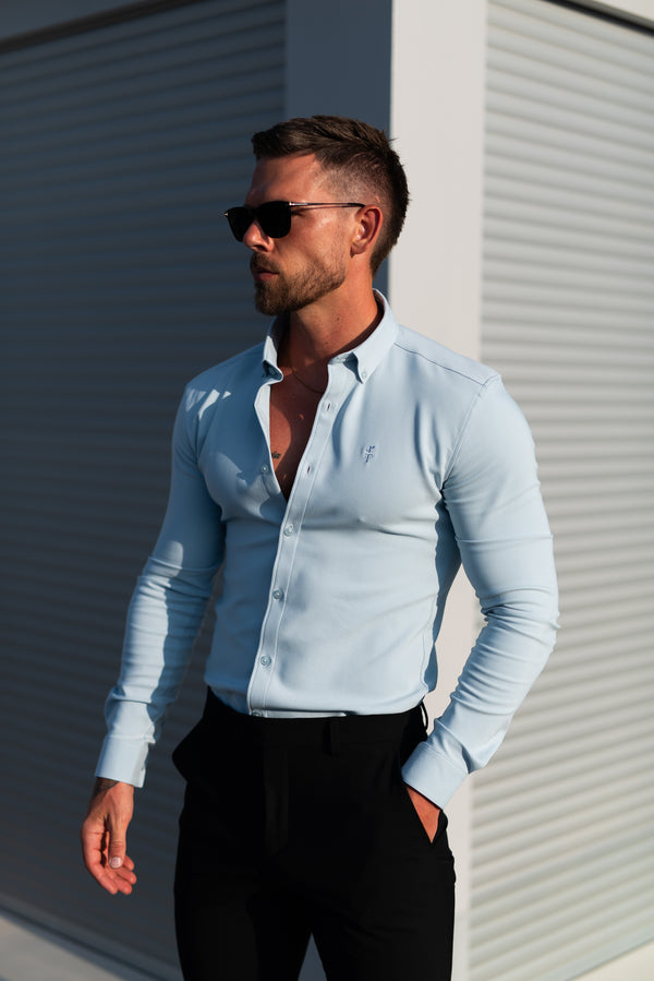 FS Super Slim LS Powder Blue Scuba with Button Down Collar - FS1120