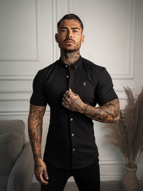 FS Super Slim SS Black Scuba with Grandad Collar - FS1192