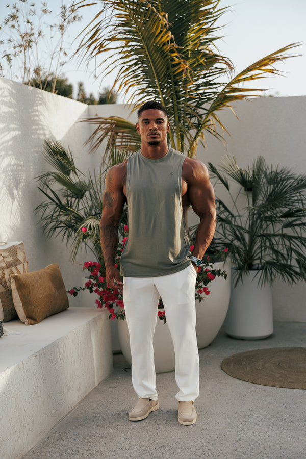 Father Sons Jersey Cord Relaxed White Trousers - FSR013
