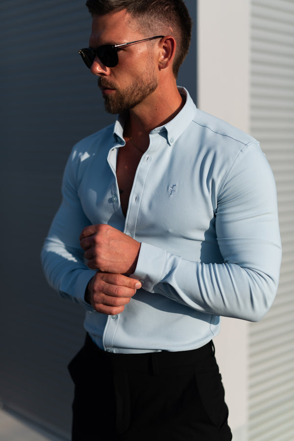 FS Super Slim LS Powder Blue Scuba with Button Down Collar - FS1120