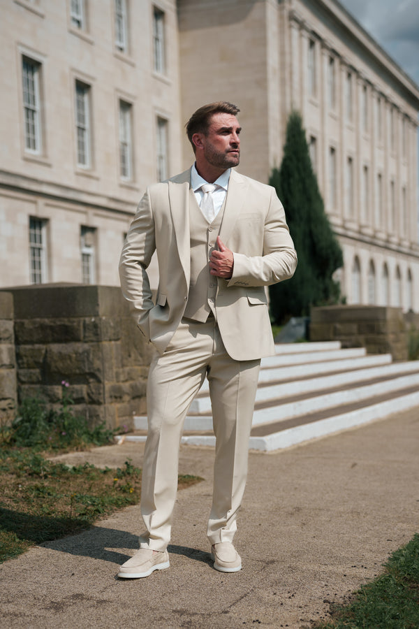 Father Sons Relaxed Formal Beige Stretch Trousers - FSTR021 RELAXED