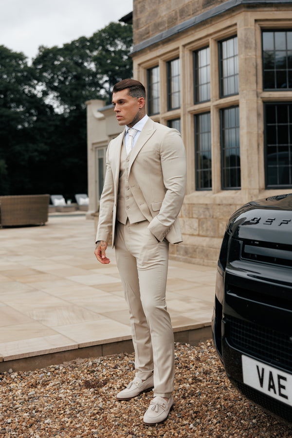 Father Sons Slim Formal Beige Stretch Trousers - FST038