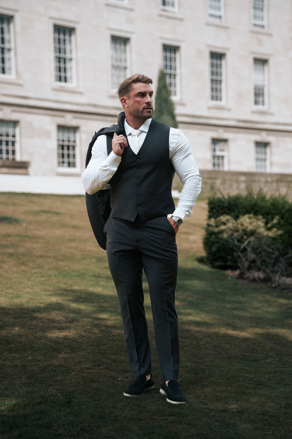 Father Sons Relaxed Formal Black Stretch Trousers - FSTR020 RELAXED