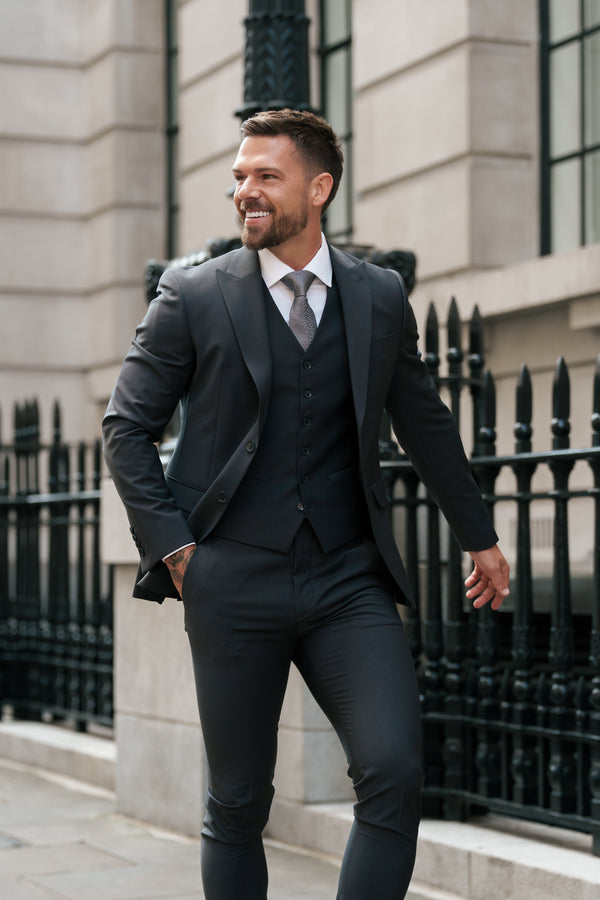 Father Sons Slim Formal Suit Jacket Charcoal - FSJKT014