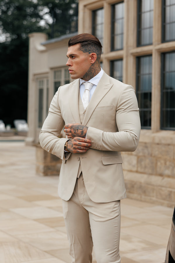 Father Sons Slim Formal Suit Jacket Beige - FSJKT012