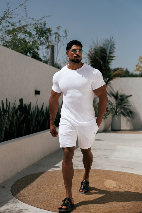 Father Sons White / Gold Towelling Shorts - FSH1346