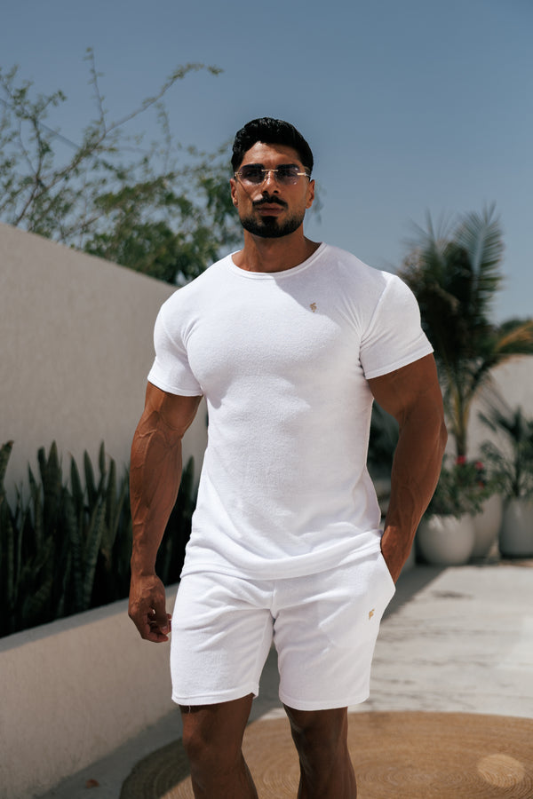 Father Sons White / Gold Towelling Crew T Shirt - FSH1345