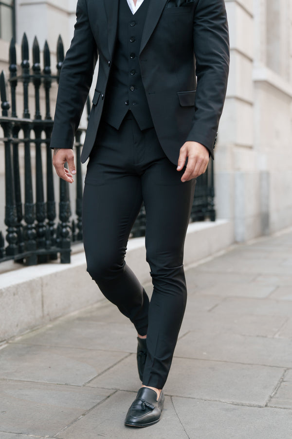 Father Sons Slim Formal Black Stretch Trousers - FST037