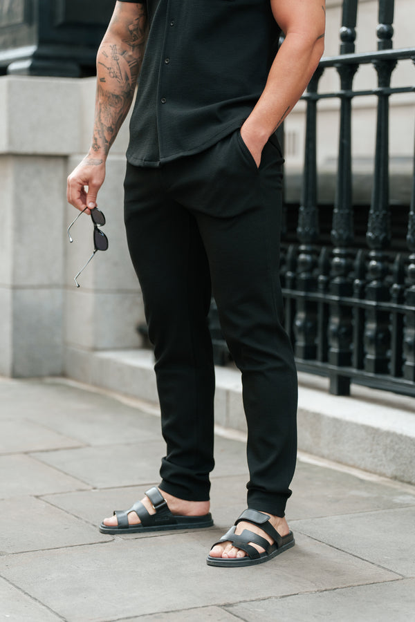 Father Sons Jersey Cord Slim Black Trousers - FSR016