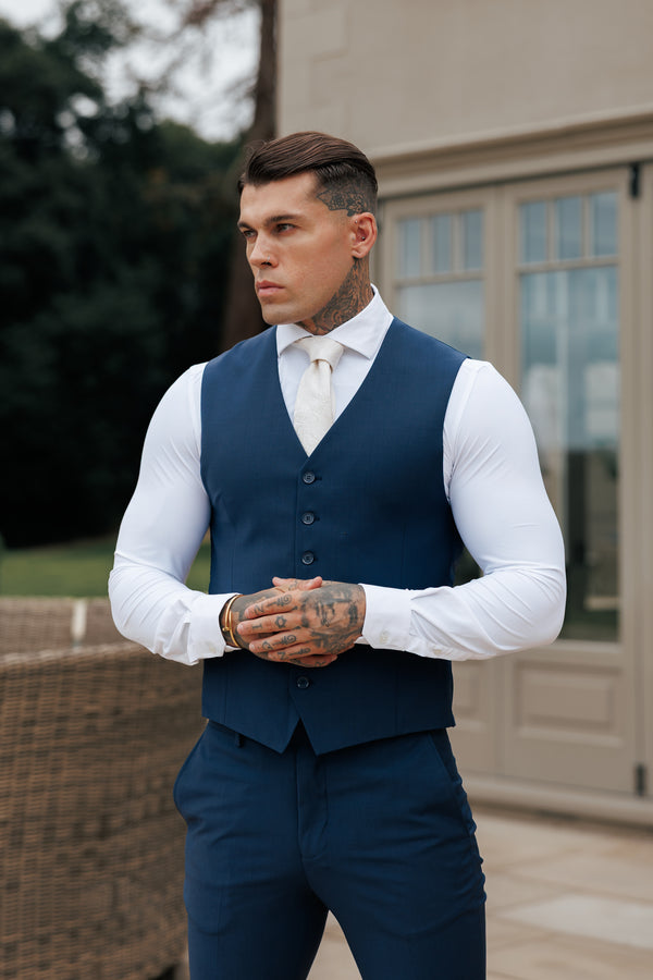 Father Sons Slim Formal Waistcoat Navy - FSW012