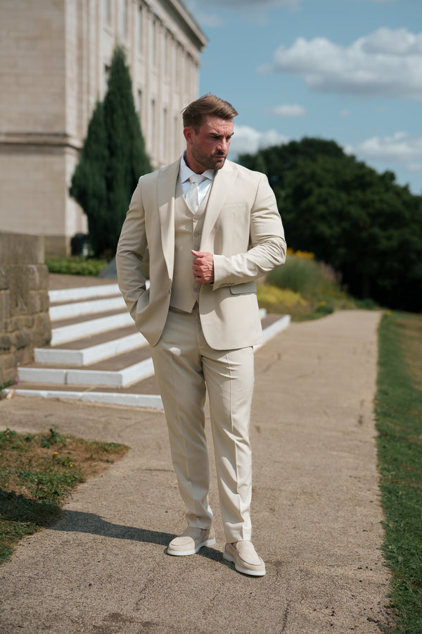 Father Sons Relaxed Formal Beige Stretch Trousers - FSTR021 RELAXED