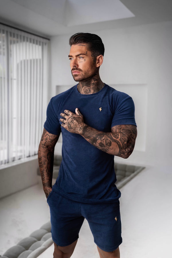 Father Sons New French Navy Towelling Shorts - FSH657