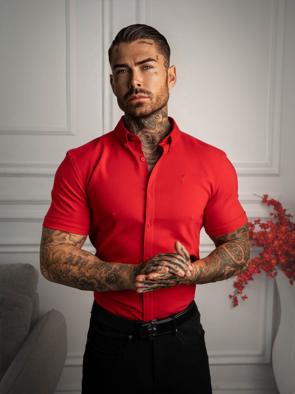 FS Super Slim SS Postbox Red Scuba with Button Down Collar - FS1189