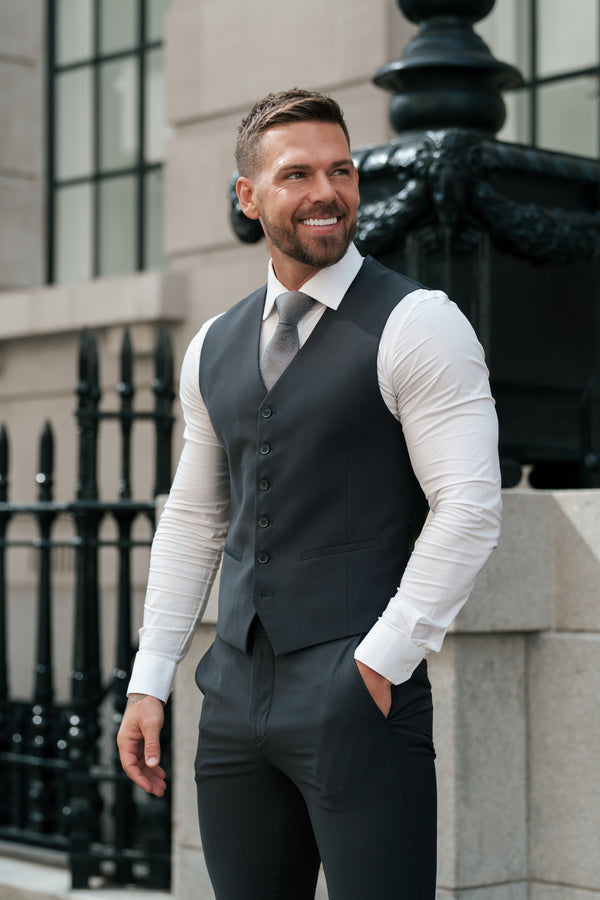 Father Sons Slim Formal Waistcoat Charcoal - FSW013