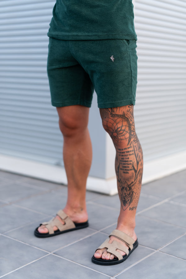 Father Sons Forest Green / Silver Towelling Shorts - FSH1348