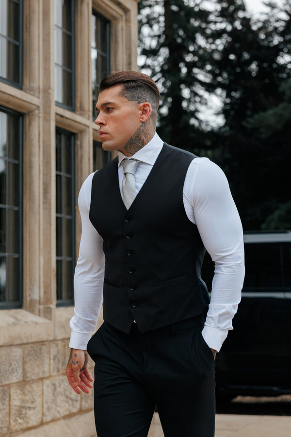 Father Sons Slim Formal Waistcoat Black - FSW010