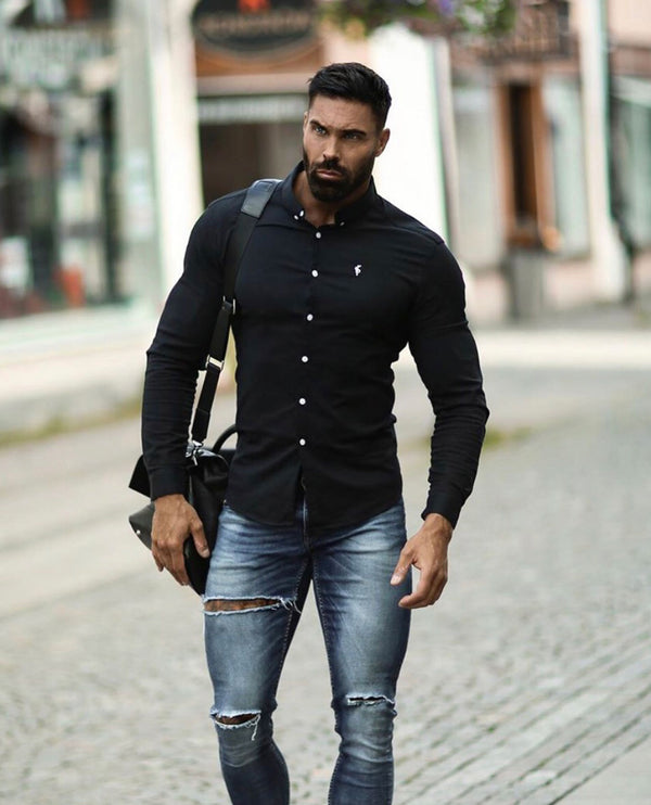 Father Sons Super Slim Stretch Classic Oxford Black - FS302