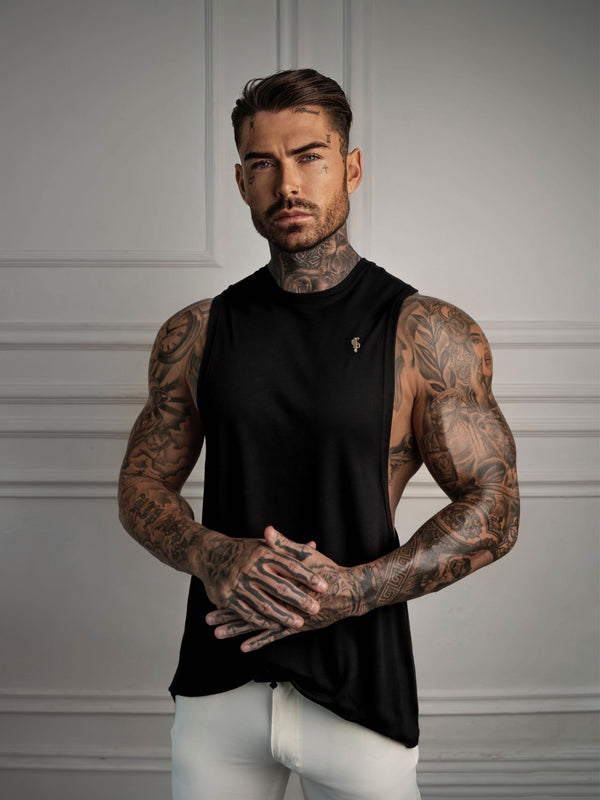 Father Sons Classic Bamboo Dropped Armhole Black / Gold Vest - FSH1376