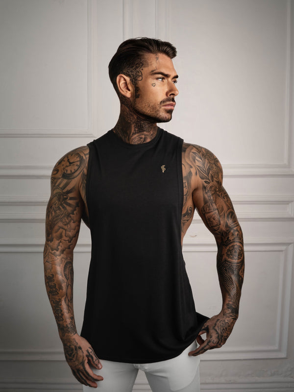 Father Sons Classic Bamboo Dropped Armhole Black / Gold Vest - FSH1376