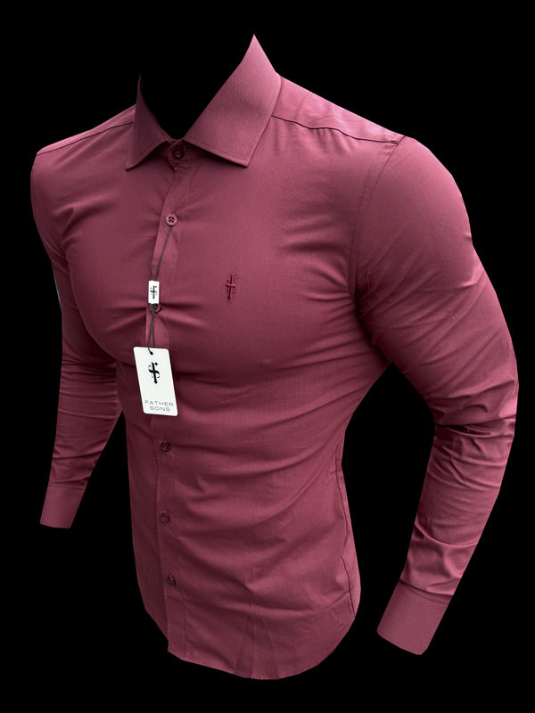 Father Sons Muscle Fit Advanced Stretch Oxblood with Cutaway Collar  - FS1201