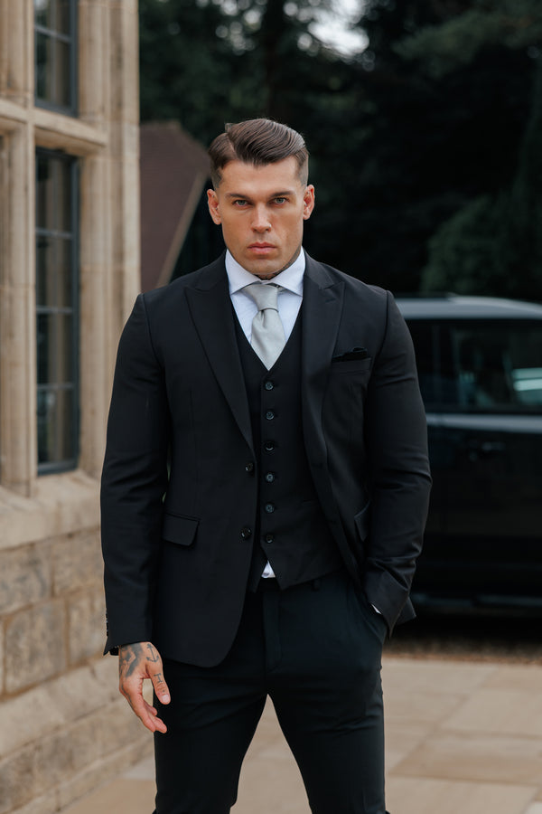 Father Sons Slim Formal Suit Jacket Black - FSJKT011