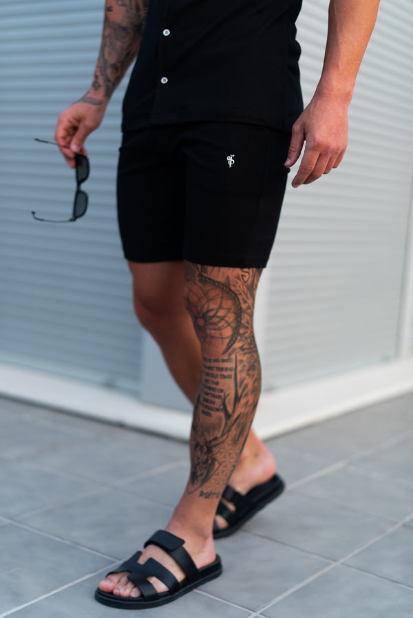 Father Sons Black Pique Shorts - FSH1359