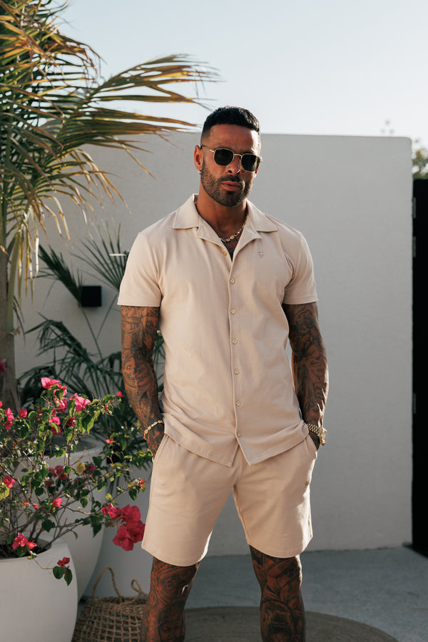 Father Sons Beige Pique Shorts - FSH1362