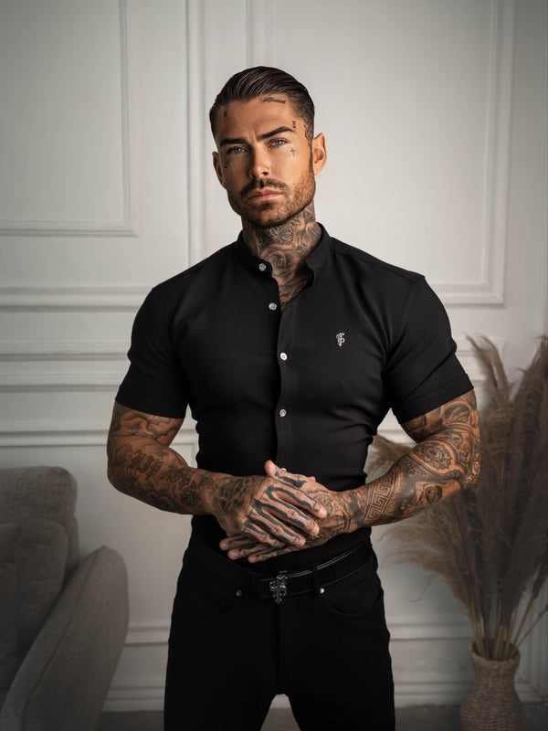 FS Super Slim SS Black Scuba with Grandad Collar - FS1192