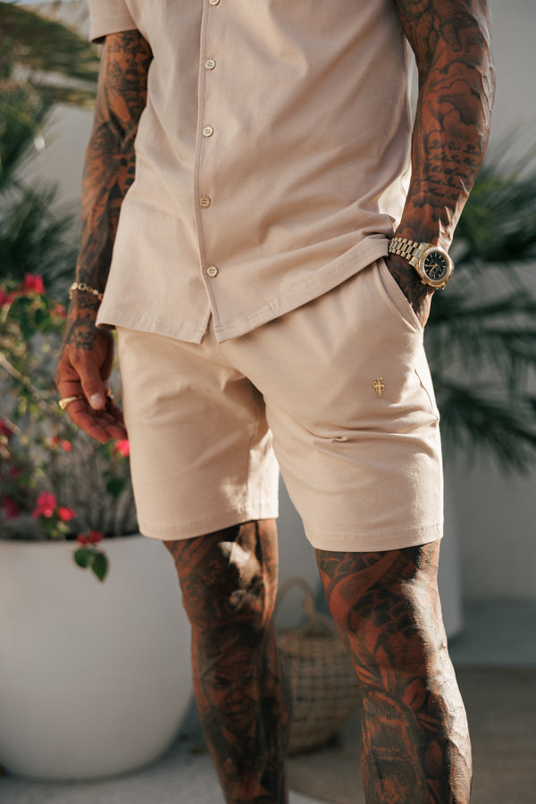 Father Sons Beige Pique Shorts - FSH1362