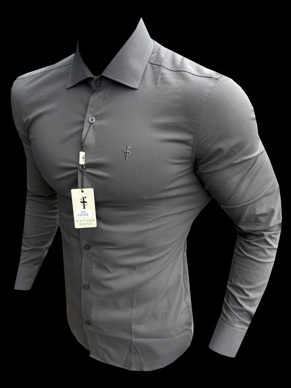 Father Sons Muscle Fit Advanced Stretch Charcoal with Cutaway Collar  - FS1202