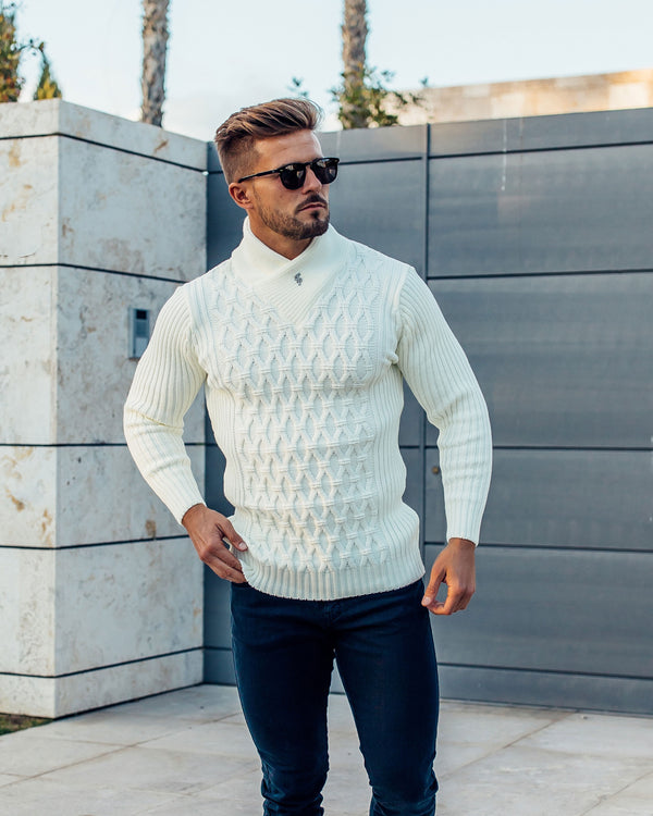 最新澳洲幸运5开奖结果体彩网站 Father Sons Chunky Cable Knit Cream Jumper - FSJ001