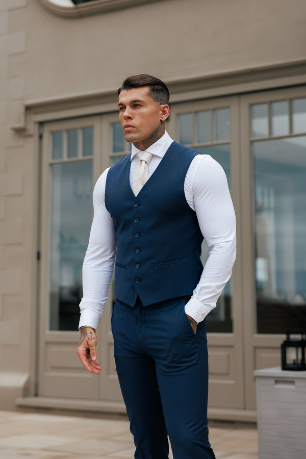 Father Sons Slim Formal Waistcoat Navy - FSW012