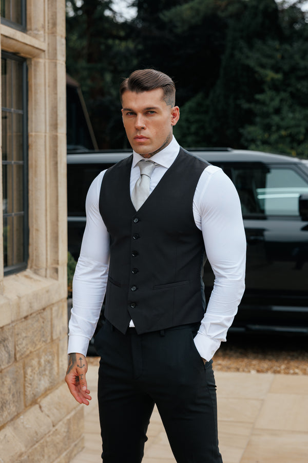 Father Sons Slim Formal Waistcoat Black - FSW010