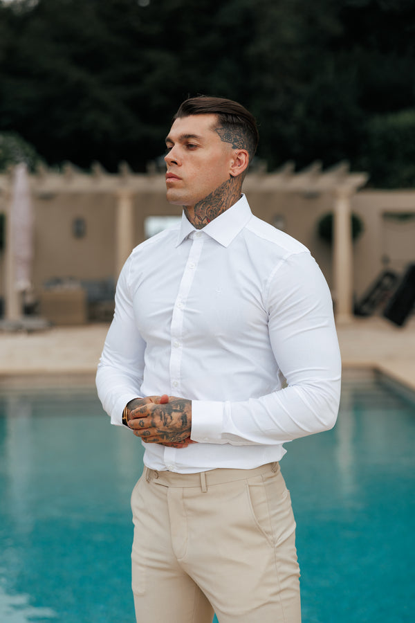 Father Sons Super Slim Stretch Classic White with Cutaway Collar - FS1183