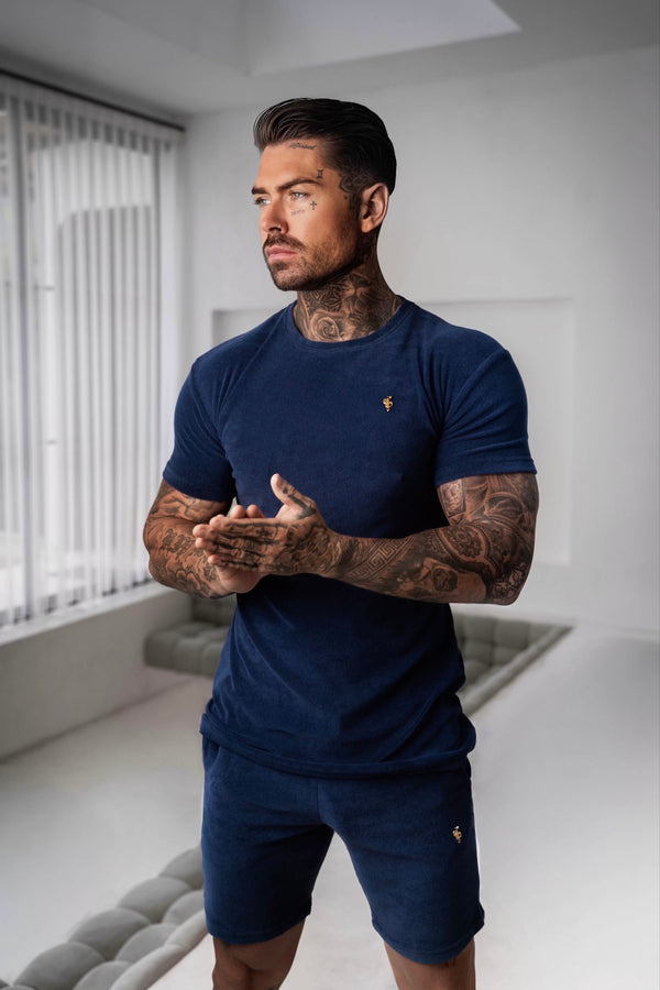 Father Sons New French Navy Towelling Crew T Shirt - FSH655