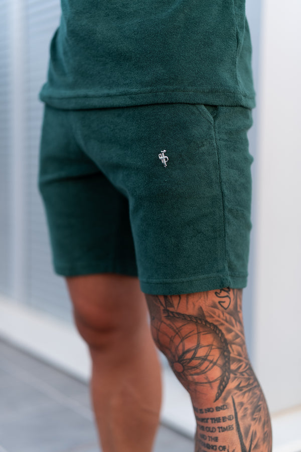 Father Sons Forest Green / Silver Towelling Shorts - FSH1348