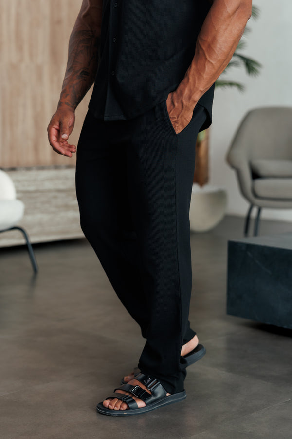 Father Sons Jersey Cord Relaxed Black Trousers - FSR014