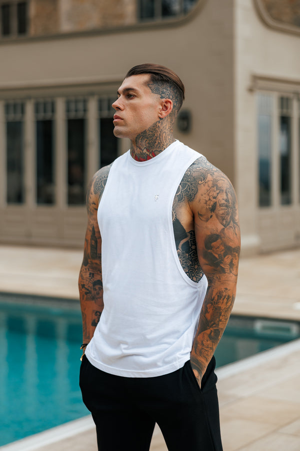 Father Sons Classic Bamboo Dropped Armhole White / Silver Vest - FSH1377