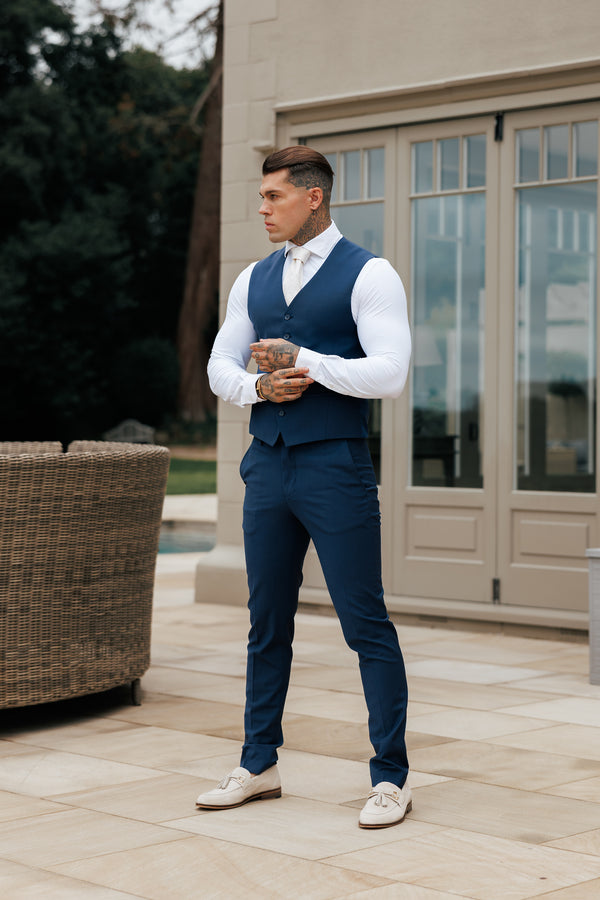 Father Sons Relaxed Formal Navy Stretch Trousers - FSTR022 RELAXED