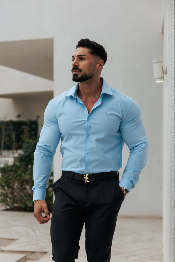 Father Sons Muscle Fit Advanced Stretch Powder Blue with Cutaway Collar  - FS1167